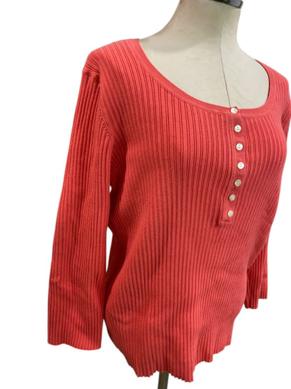Size XLP Talbots Petites Pima Cotton Coral Womens Sweater Ribbed