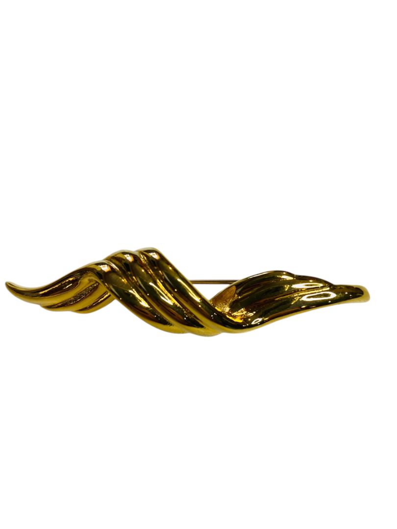 Vintage Signed Napier Swirl Twist Goldtone Brooch 2.75"