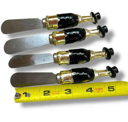 Y2k New Years Millenium Cheese Knives Spreaders Set of 4 Champagne Tophat