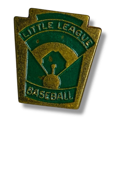 Vintage Little League Baseball Lapel Pin .6" Goldtone Green