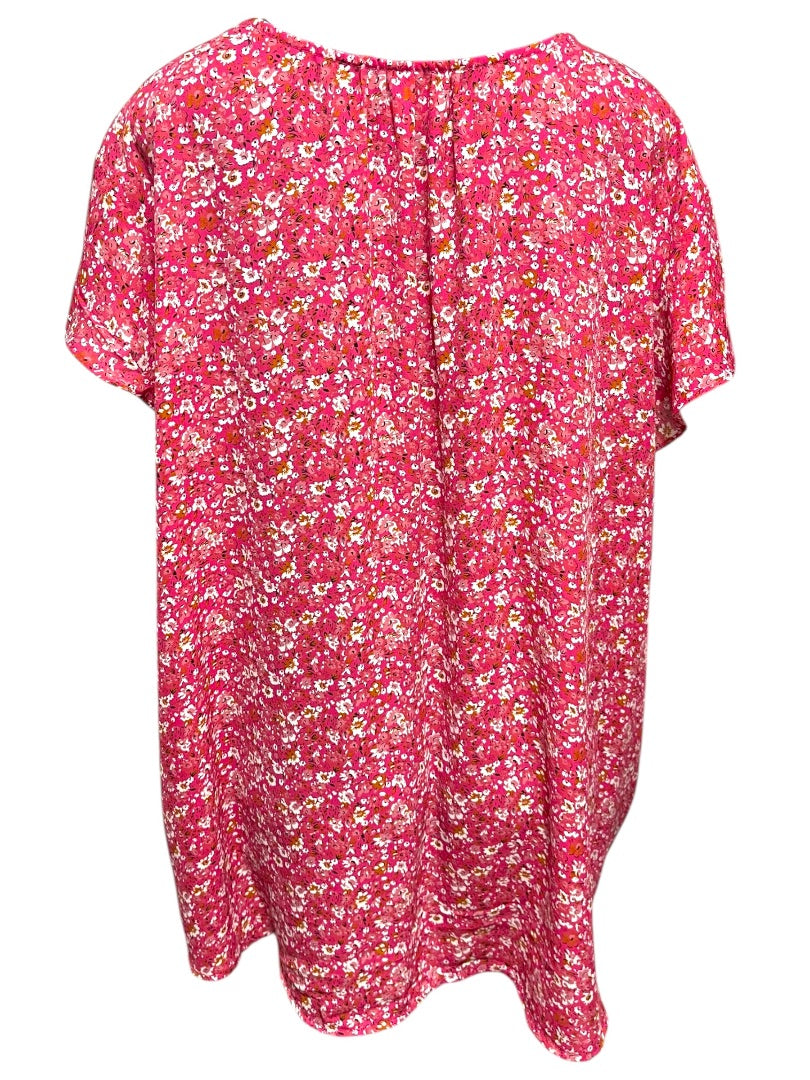 Size 3X Carolina Belle Montreal Cap Sleeve Floral Shirt Pink Womens