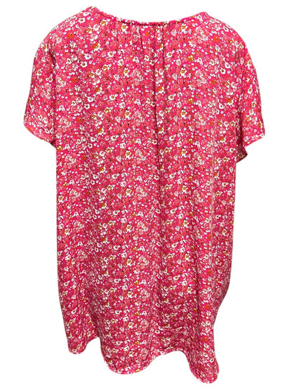 Size 3X Carolina Belle Montreal Cap Sleeve Floral Shirt Pink Womens