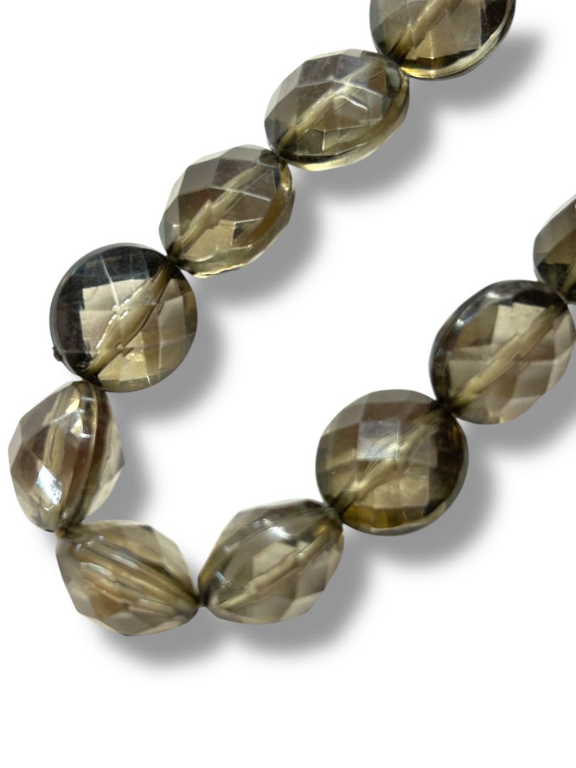 Beaded Smoky Faceted Bead Bracelet Stretch Stretchy