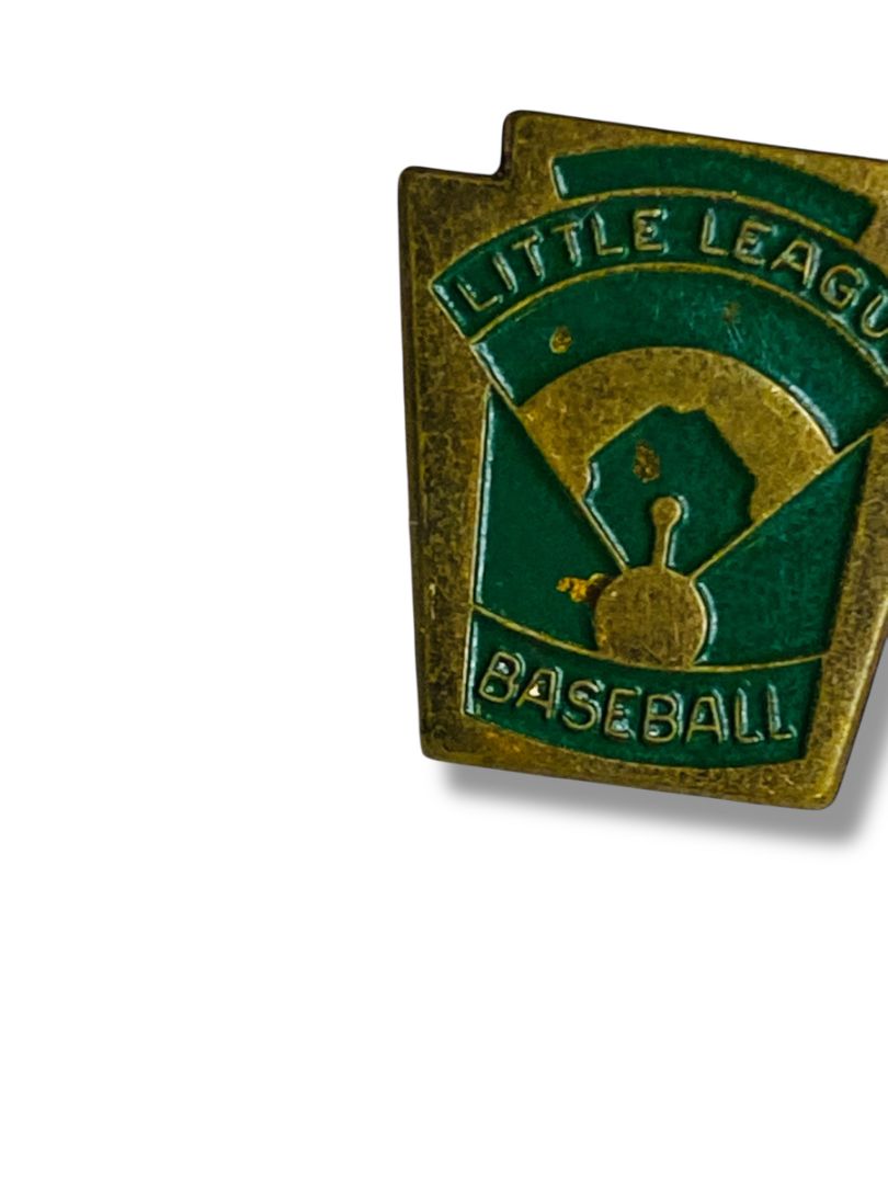 Vintage Little League Baseball Lapel Pin .6" Goldtone Green