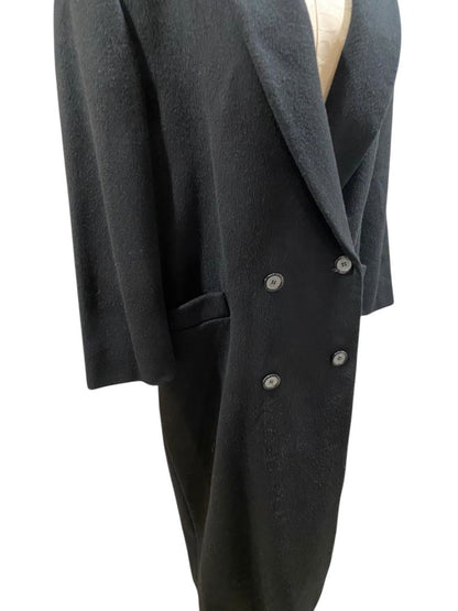 Size 14 Marvin Richards Womens Black Coat Double Breasted USA 1980s