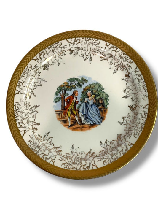 Vintage Taylor Smith Taylor TS&T Victorian Couple 6.25" Bread and Butter Plate 22K Gold Trim