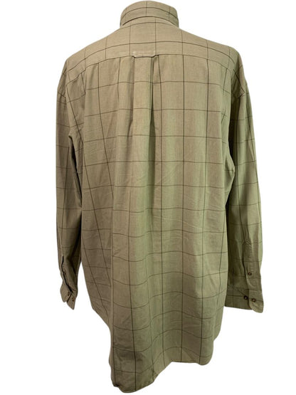 Size XL Nautica Mens Button Down Brown Dress Shirt Heavy Cotton