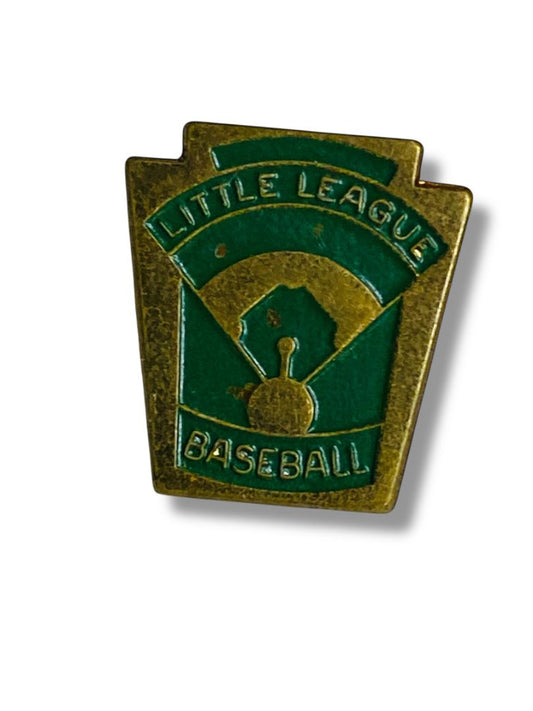 Vintage Little League Baseball Lapel Pin .6" Goldtone Green