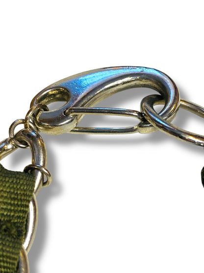 Harajuku Lovers Silvertone Dark Green Ribbon Bracelet Chunky 8"