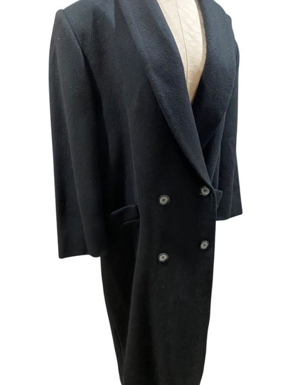 Size 14 Marvin Richards Womens Black Coat Double Breasted USA 1980s