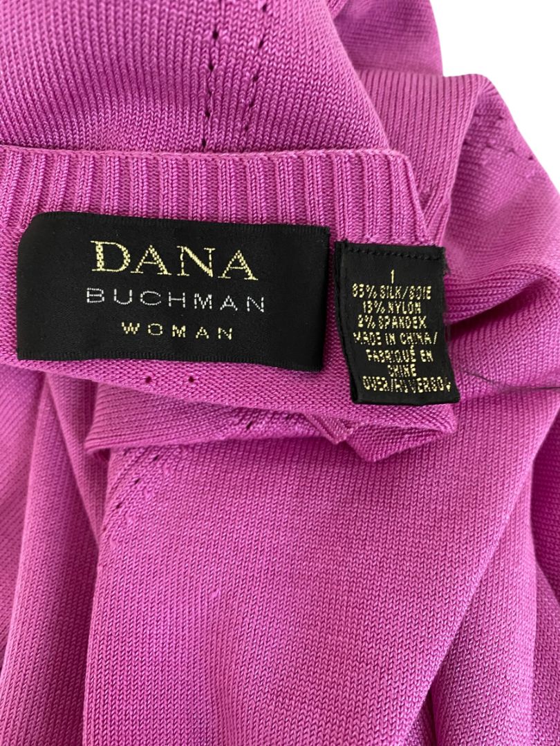 Size 1X Dana Buchman Woman Silk Blend Magenta Lightweight Sweater