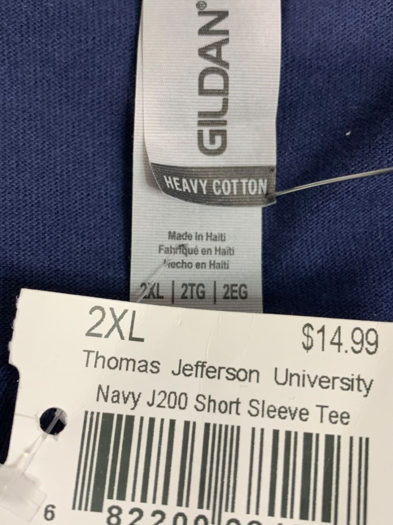 Size 2XL Thomas Jefferson University J200 New Short Sleeve Tshirt