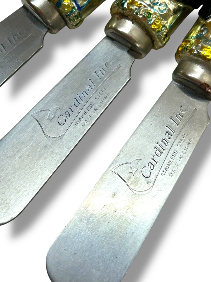 Y2k New Years Millenium Cheese Knives Spreaders Set of 4 Champagne Tophat