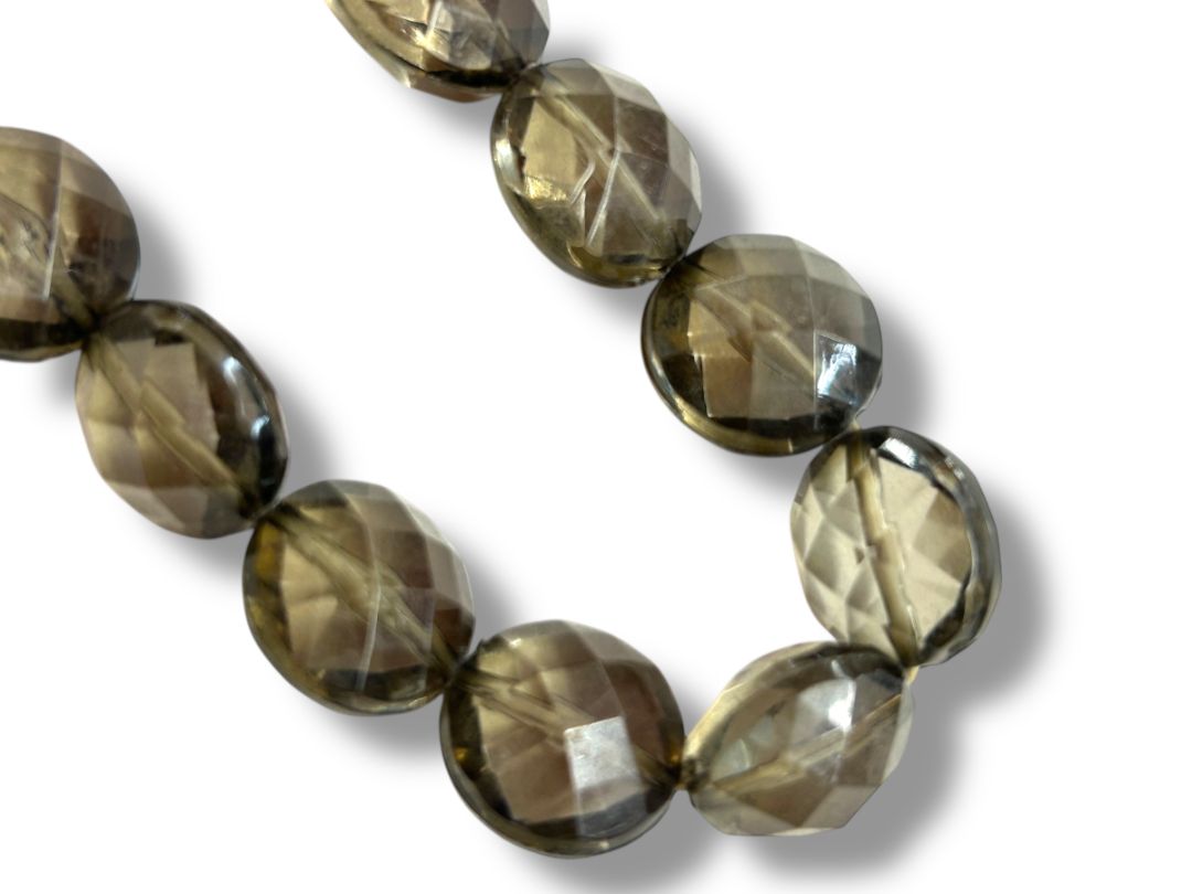 Beaded Smoky Faceted Bead Bracelet Stretch Stretchy