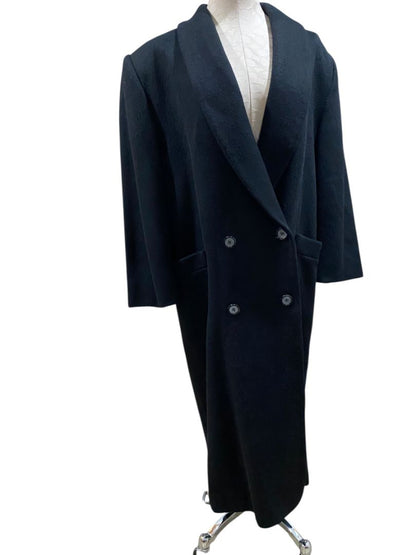Size 14 Marvin Richards Womens Black Coat Double Breasted USA 1980s
