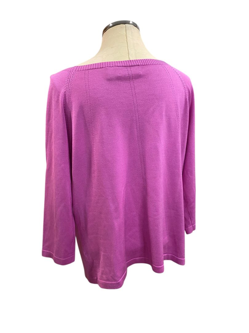 Size 1X Dana Buchman Woman Silk Blend Magenta Lightweight Sweater
