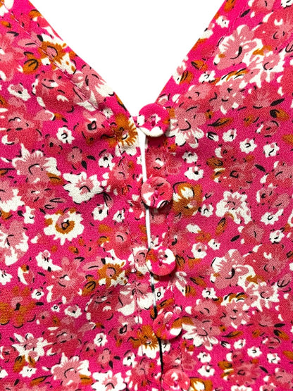 Size 3X Carolina Belle Montreal Cap Sleeve Floral Shirt Pink Womens