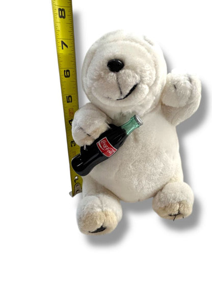 1990s Coca-Cola Stuffed Animal Polar Bear Plush 7" Coke Bottle