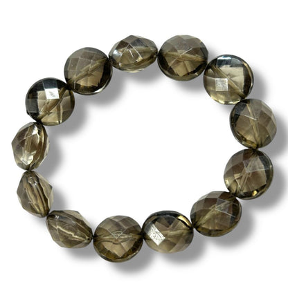 Beaded Smoky Faceted Bead Bracelet Stretch Stretchy