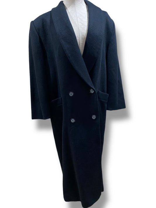 Size 14 Marvin Richards Womens Black Coat Double Breasted USA 1980s