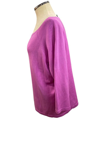 Size 1X Dana Buchman Woman Silk Blend Magenta Lightweight Sweater