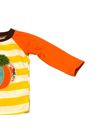 3-6 Months Pumpkin Applique Fall Raglan Shirt Whimsical Holiday