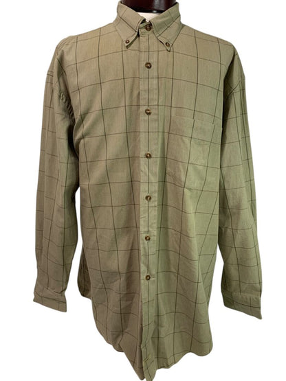 Size XL Nautica Mens Button Down Brown Dress Shirt Heavy Cotton