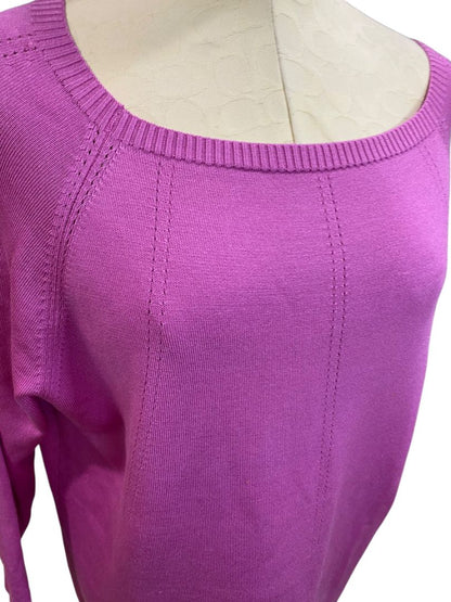 Size 1X Dana Buchman Woman Silk Blend Magenta Lightweight Sweater