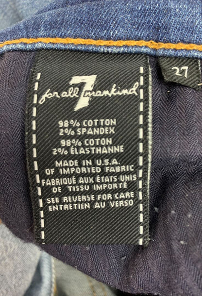 Size 25 7 for All Mankind Blue Distressed The Ankle Skinny Womens Jeans