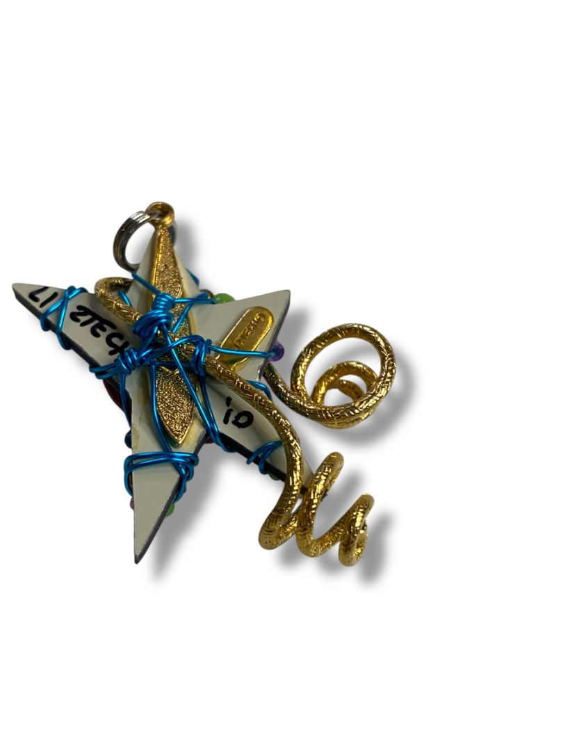 2010 Signed Liztech Star Pendant Handcrafted 34 mm Multicolor Whimsical