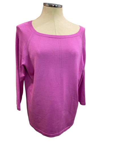 Size 1X Dana Buchman Woman Silk Blend Magenta Lightweight Sweater