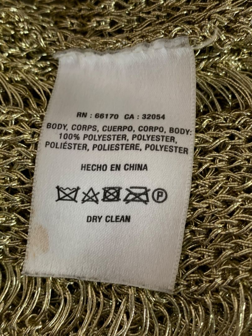 Medium HWRE Anthropologie Womens Loose Knit Metallic Sweater Gold