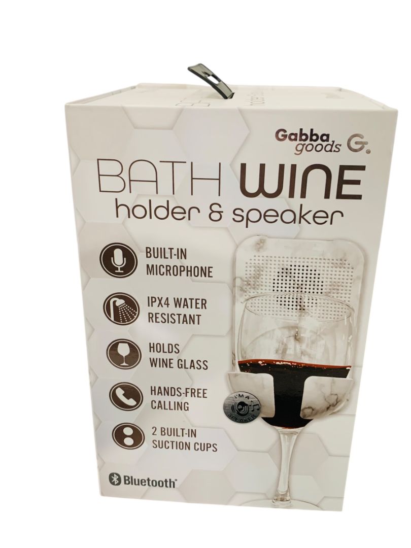 Gabba Goods Bath Wine Holder and Bluetooth Speaker New in Box