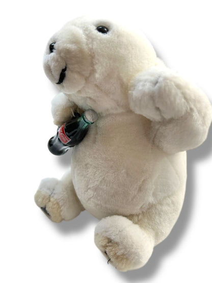 1990s Coca-Cola Stuffed Animal Polar Bear Plush 7" Coke Bottle