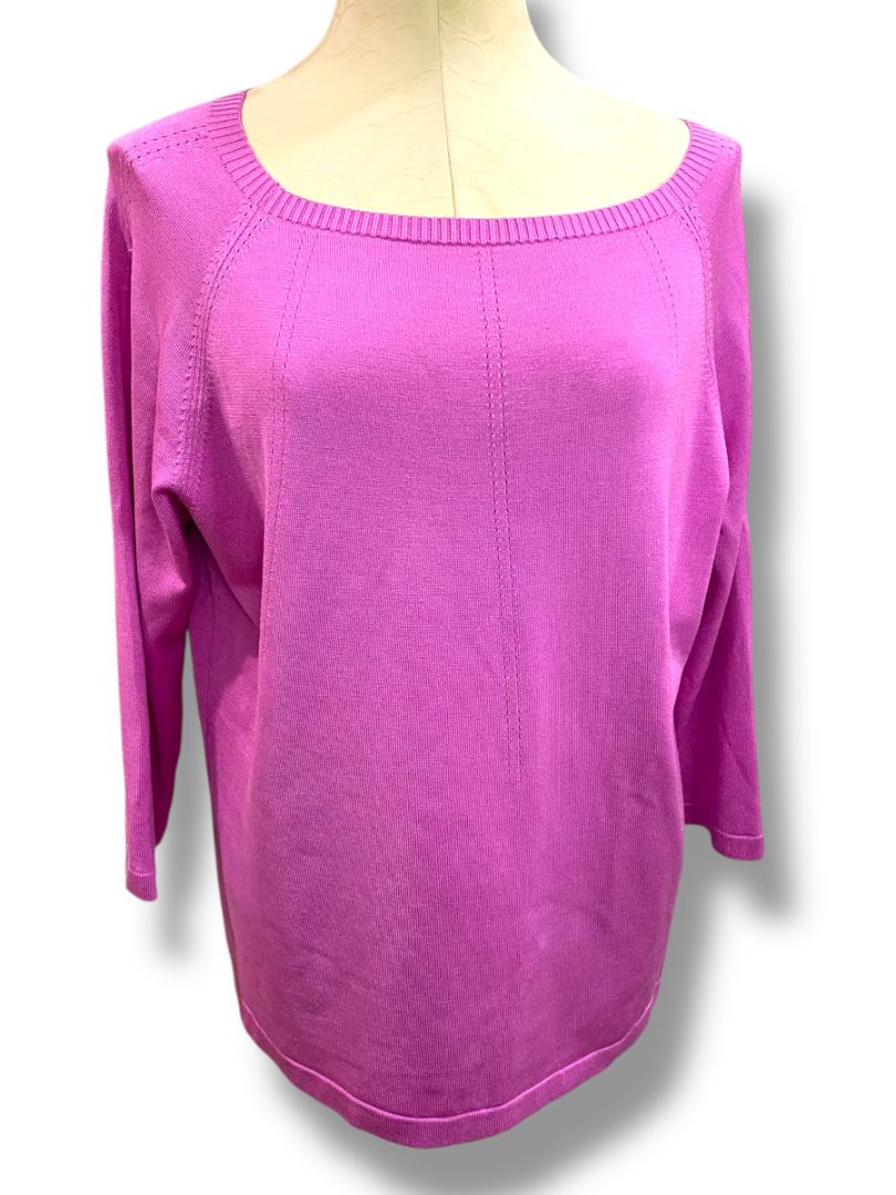 Size 1X Dana Buchman Woman Silk Blend Magenta Lightweight Sweater