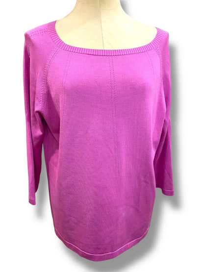 Size 1X Dana Buchman Woman Silk Blend Magenta Lightweight Sweater