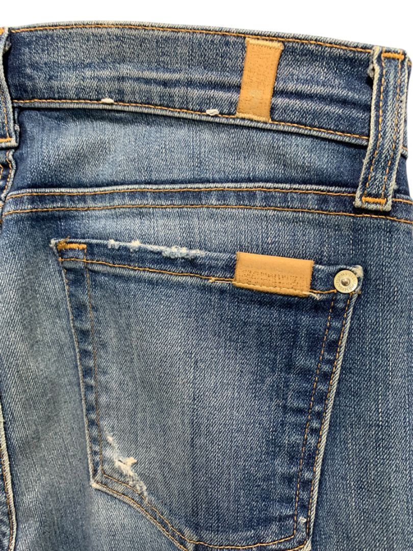 Size 25 7 for All Mankind Blue Distressed The Ankle Skinny Womens Jeans