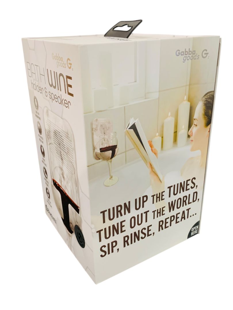 Gabba Goods Bath Wine Holder and Bluetooth Speaker New in Box
