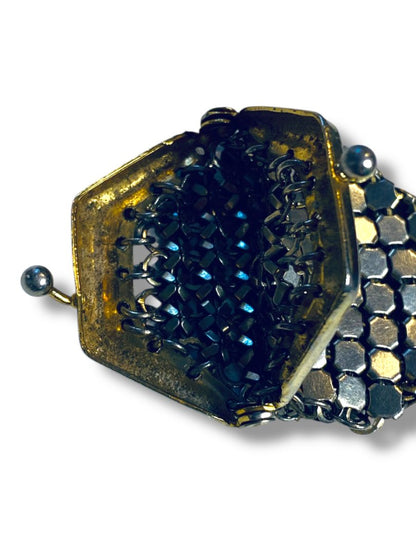 Small 2.25" Change Accessory Purse Hinged Silvertone Goldtone Mesh