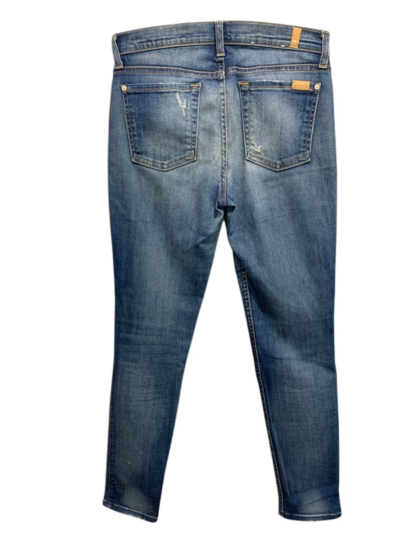 Size 25 7 for All Mankind Blue Distressed The Ankle Skinny Womens Jeans