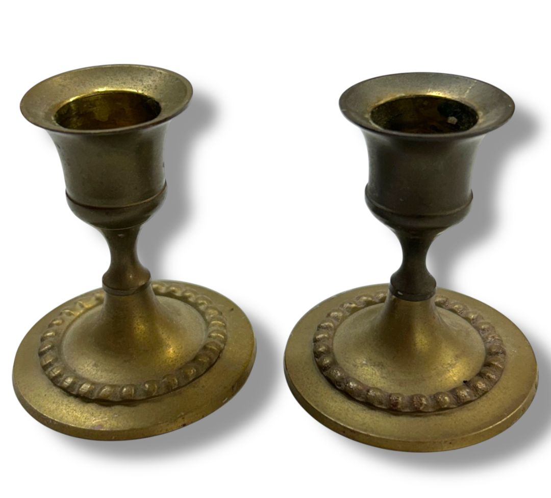 Small American Greeting Brass Taper Candle Holders 2.5"