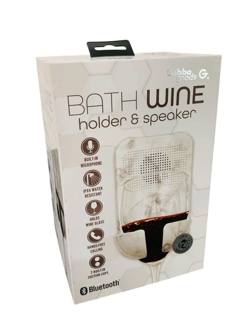 Gabba Goods Bath Wine Holder and Bluetooth Speaker New in Box