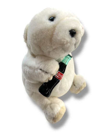1990s Coca-Cola Stuffed Animal Polar Bear Plush 7" Coke Bottle