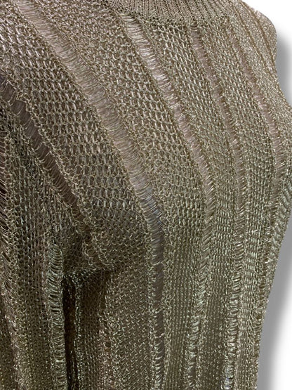 Medium HWRE Anthropologie Womens Loose Knit Metallic Sweater Gold