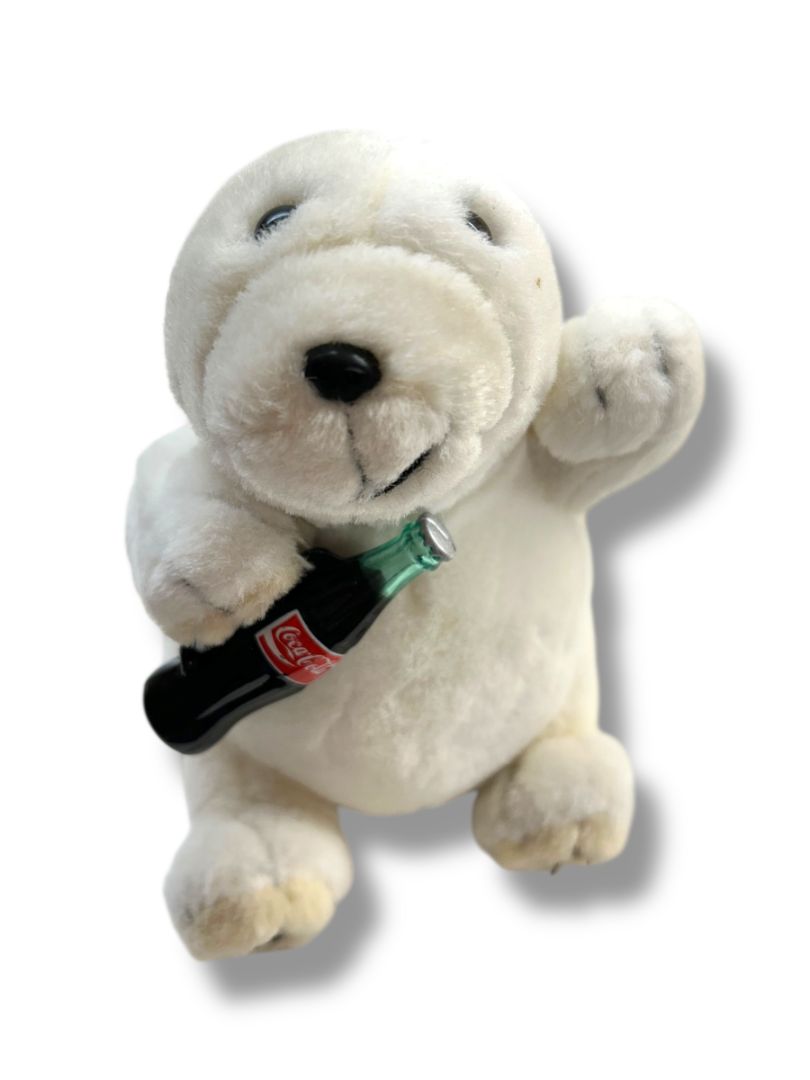 1990s Coca-Cola Stuffed Animal Polar Bear Plush 7" Coke Bottle