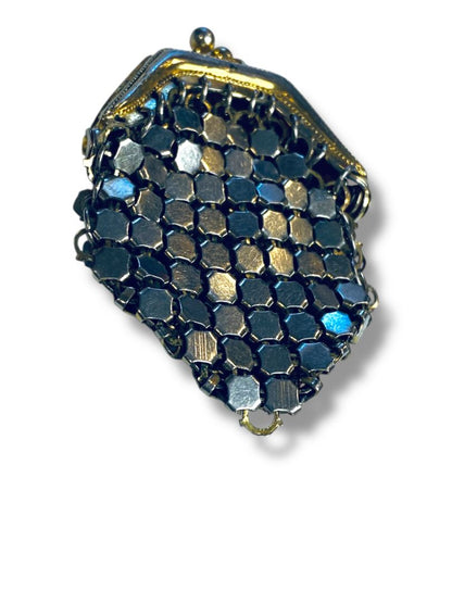 Small 2.25" Change Accessory Purse Hinged Silvertone Goldtone Mesh