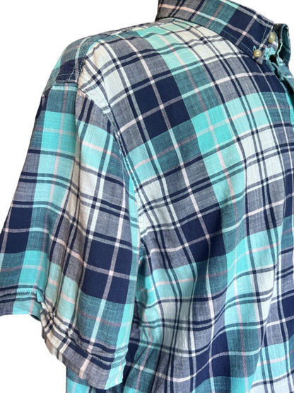 Size XXL Izod Saltwater Short Sleeve Plaid Shirt Button Down