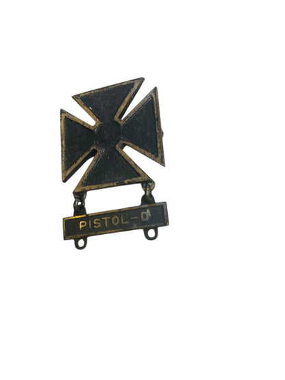 Vintage Markmanship Qualification Pistol-D Badge Pin Medal with Bar 2"
