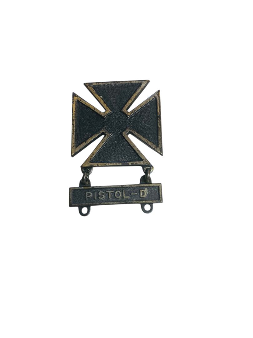 Vintage Markmanship Qualification Pistol-D Badge Pin Medal with Bar 2"