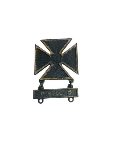 Vintage Markmanship Qualification Pistol-D Badge Pin Medal with Bar 2"